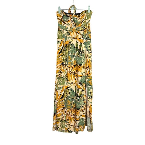 Rewind Halter Maxi Dress Size XS Tropical Abstract Floral Smocked Back - Picture 1 of 7